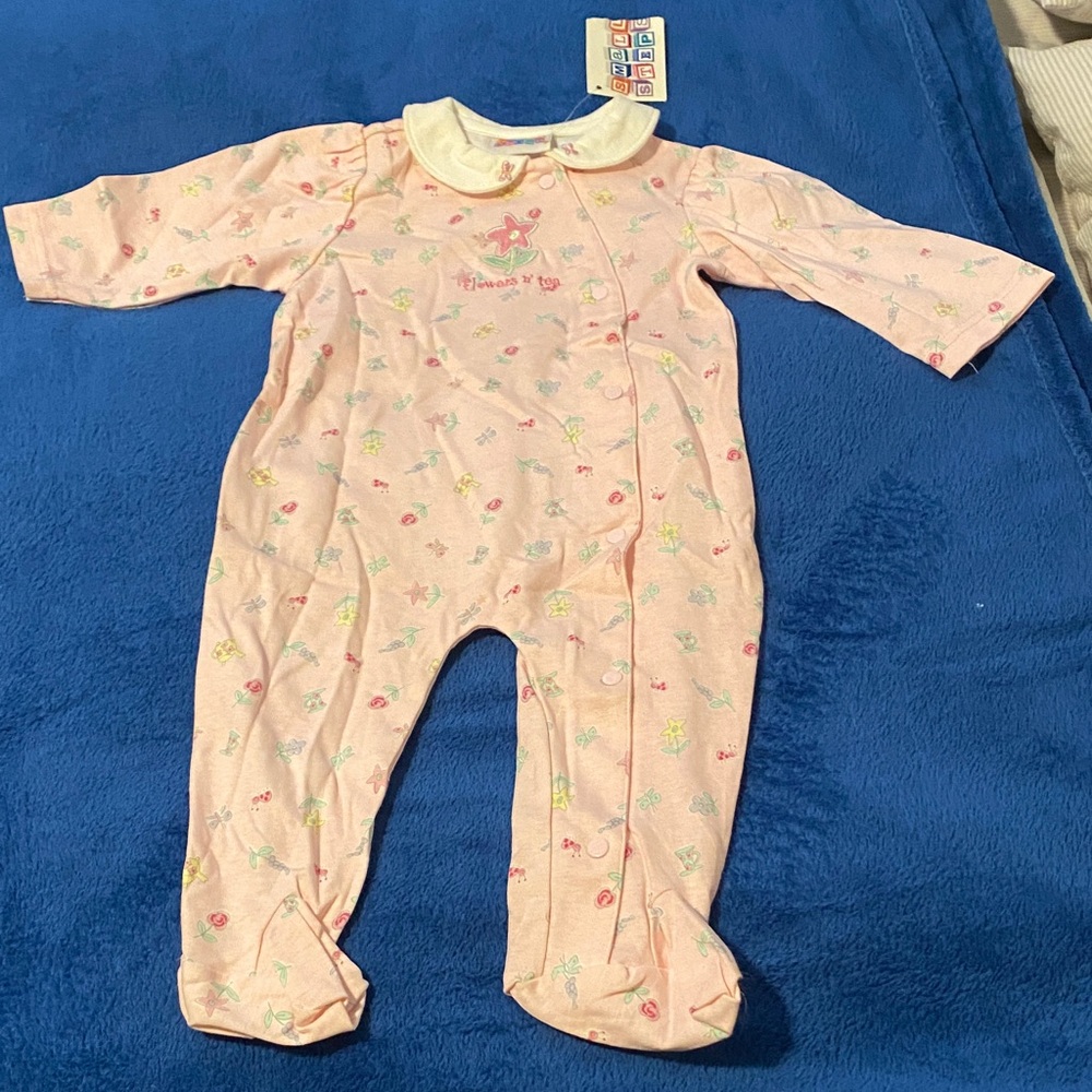 Charming Pink Floral Kids Footie